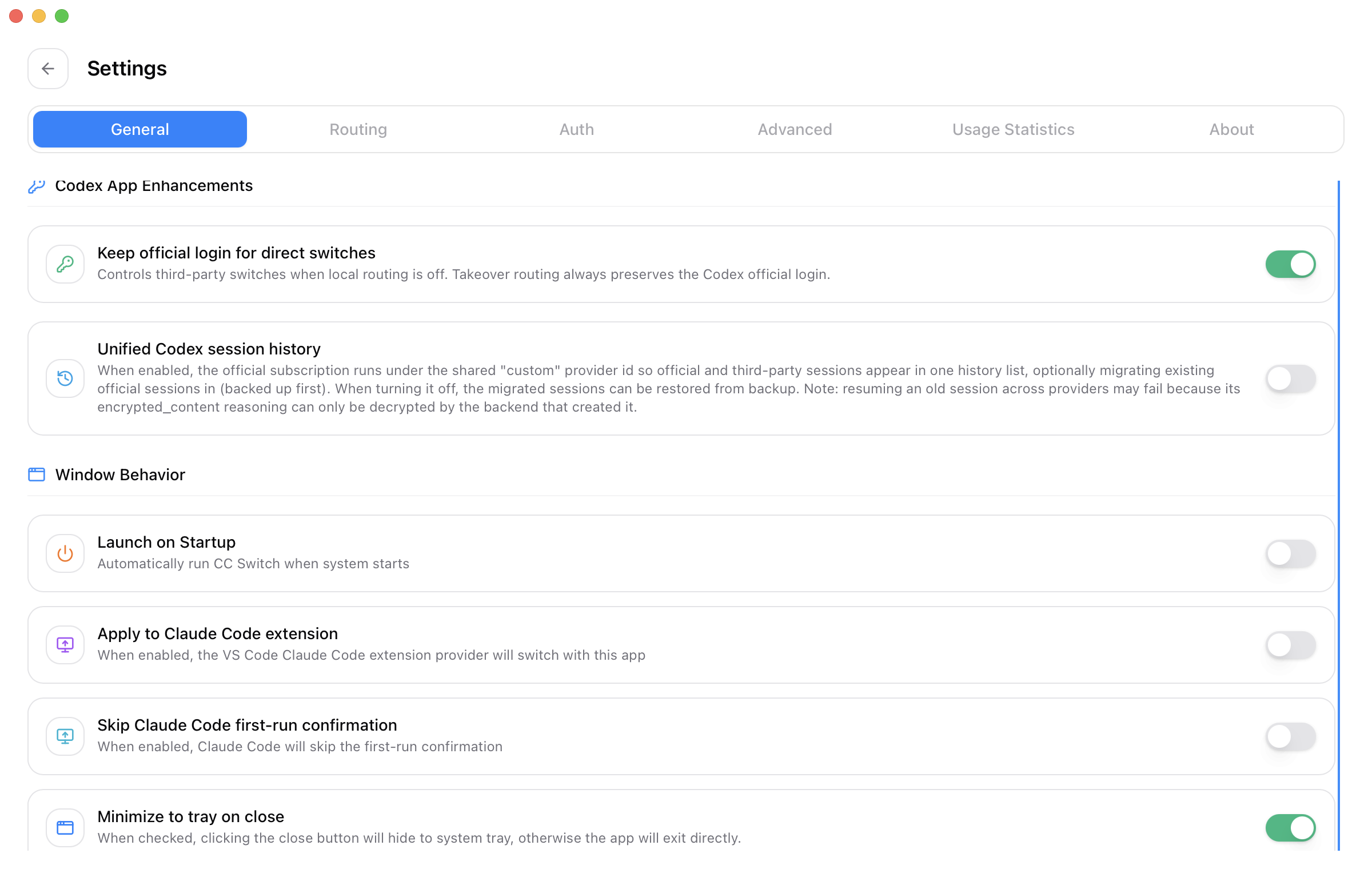 Enable Keep official login for direct switches